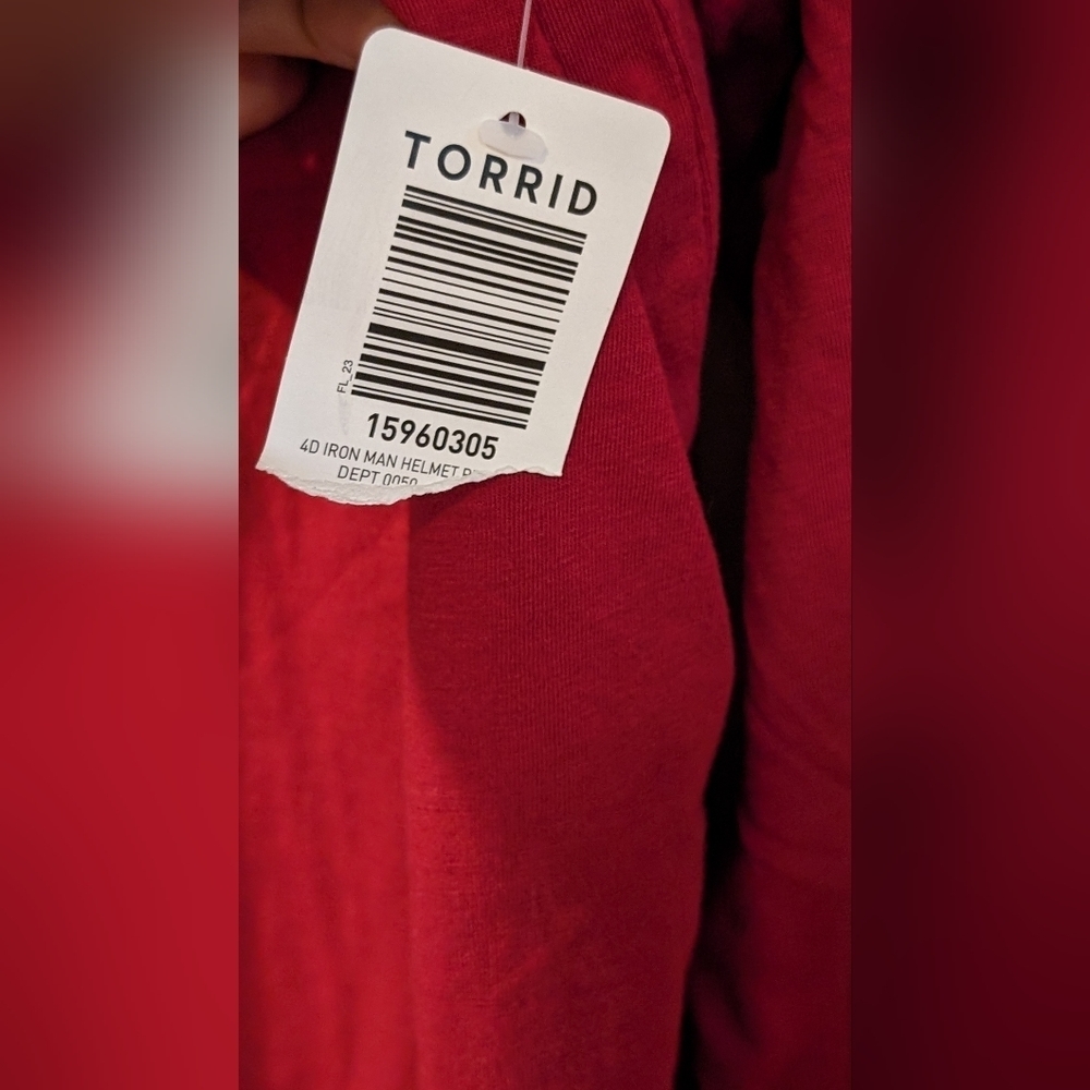 NEW Torrid Long Sleeve Marvel Iron Man Helmet Tunic Tee- Jester Red 2X - Picture 7 of 9
